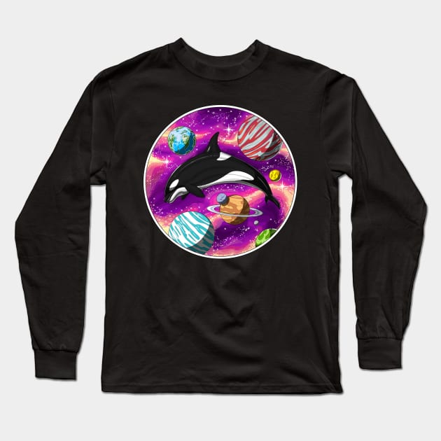 Psychedelic Orca Whale Long Sleeve T-Shirt by underheaven